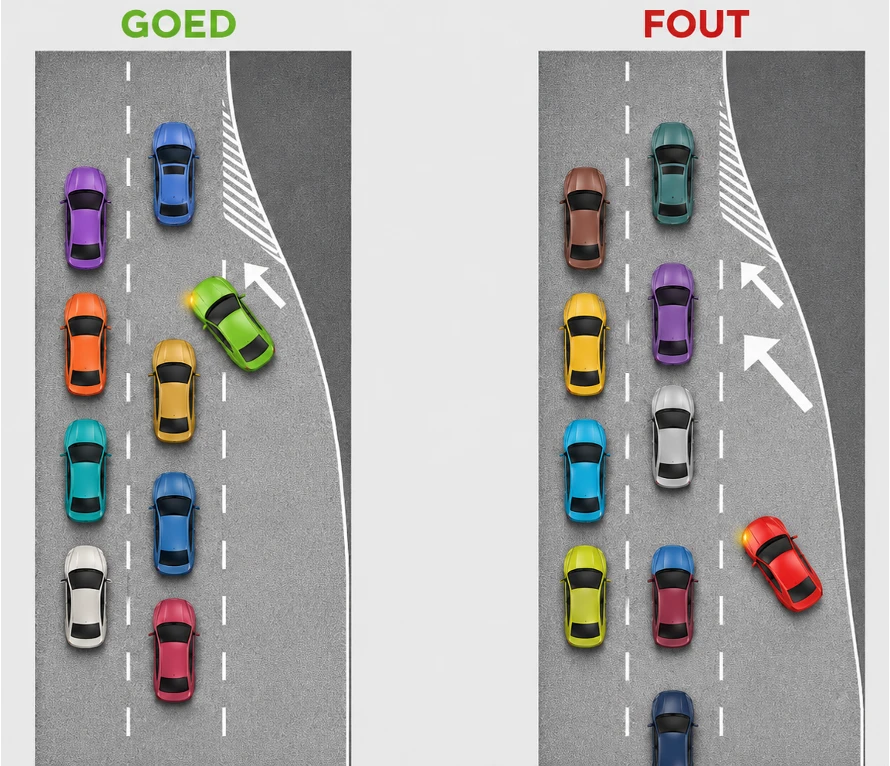 Bovenaanzicht: goed versus fout ritsen