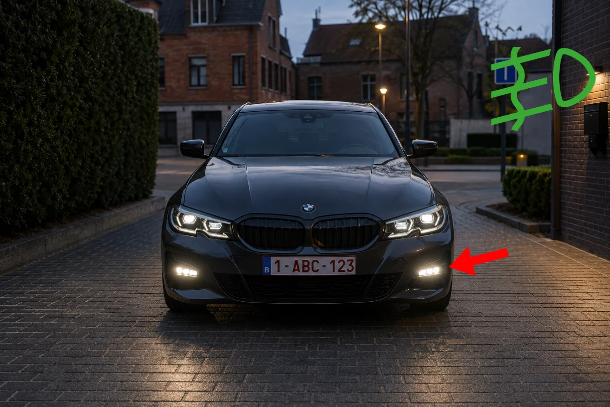 Auto met voormistlichten aan vooraan