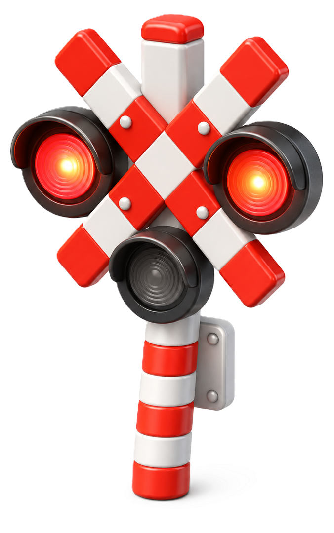 Rood knipperlicht bij een overweg