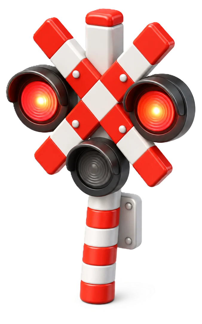 Rood knipperlicht bij een overweg